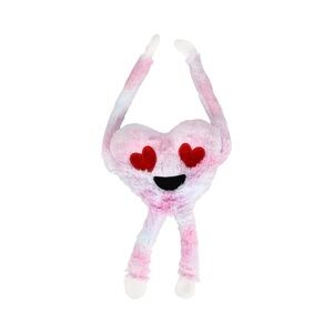 Heart Eyes Emoji Plush Toy, Soft Pink Valentine Stuffed Plush with Long Arms